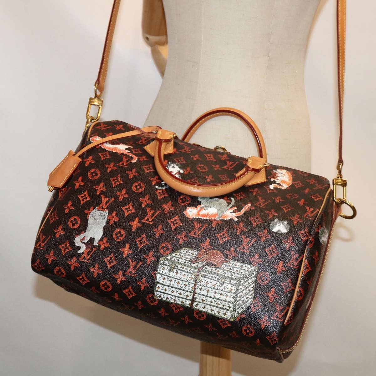 Louis Vuitton Speedy Bandouliere Bag Limited Edition Grace Coddington Catogram Canvas
