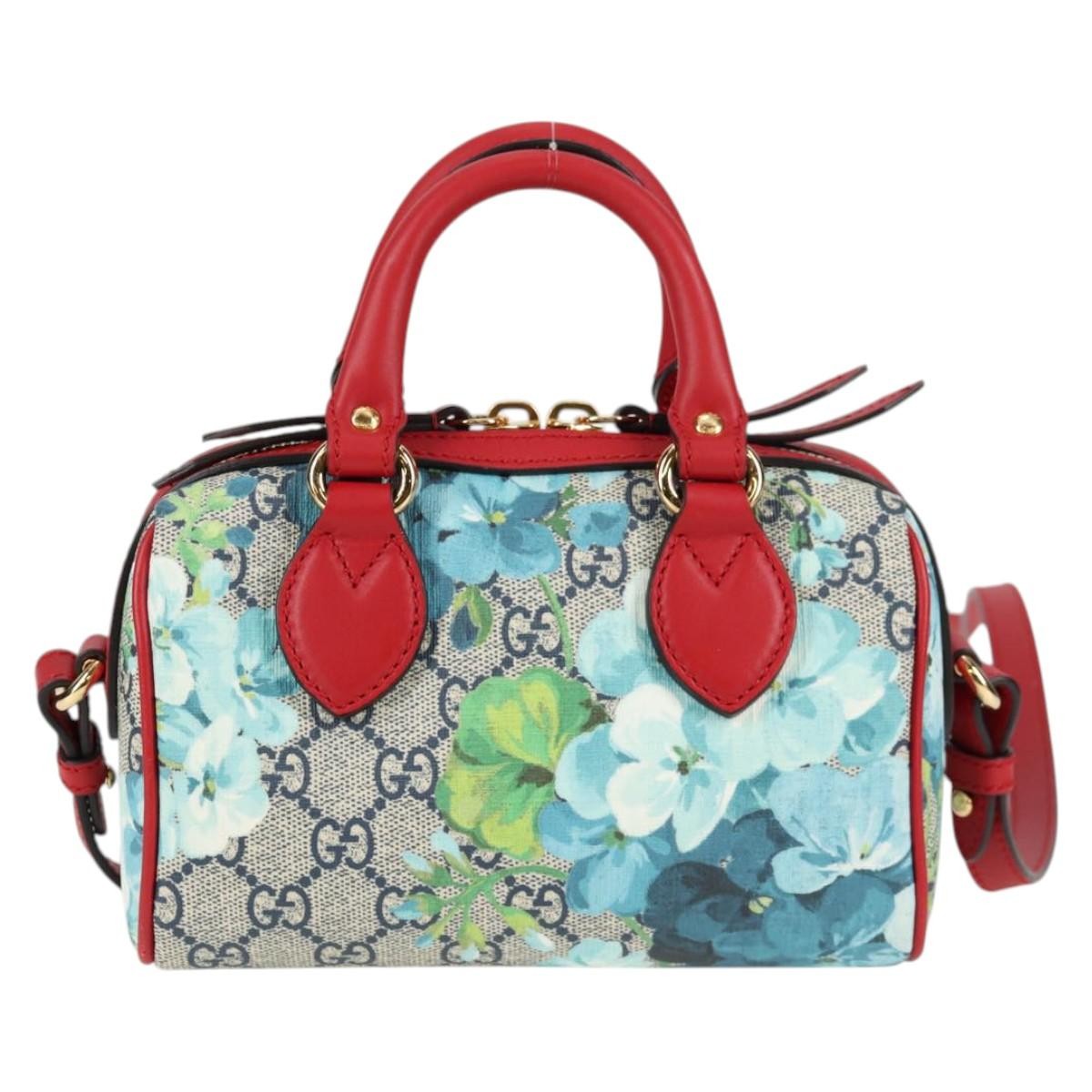 Gucci Convertible Boston Bag Blooms Print GG Coated Canvas