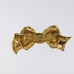 Chanel Vintage CC Bow Brooch Felt with Faux Pearls