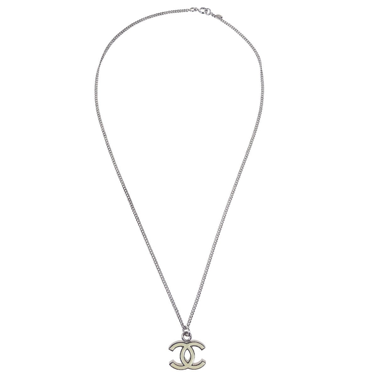 Chanel CC Logo Pendant Necklace Metal