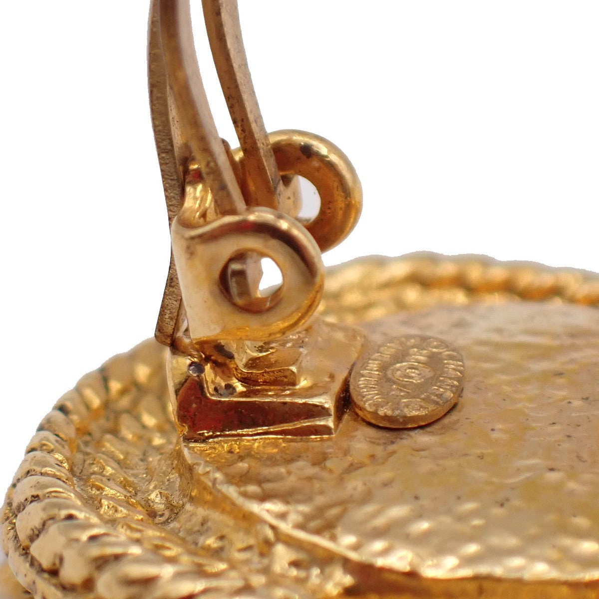 Chanel Vintage Round Clip-On Earrings Metal with Faux Pearl