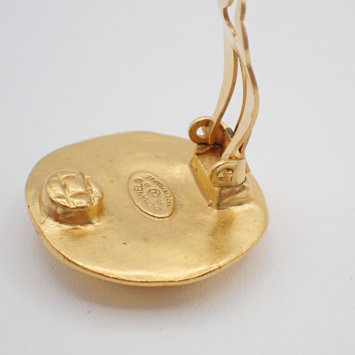 Chanel Vintage CC Round Clip-On Earrings Metal