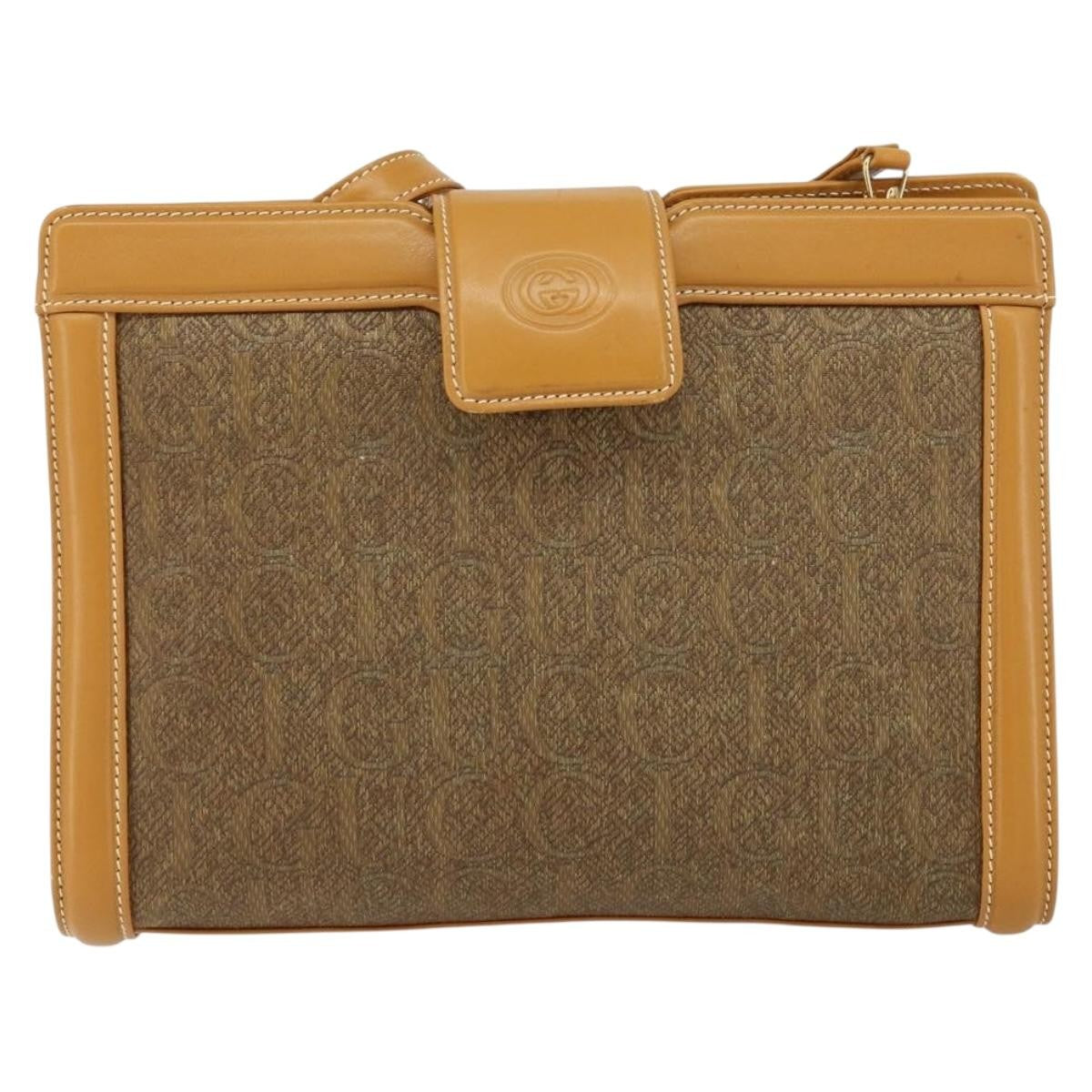 Gucci Vintage Shoulder Bag Canvas and Leather