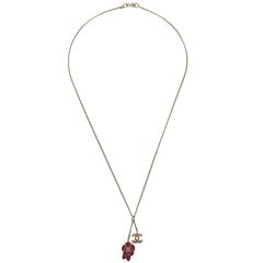 Chanel Camellia Pendant Necklace Metal with Enamel