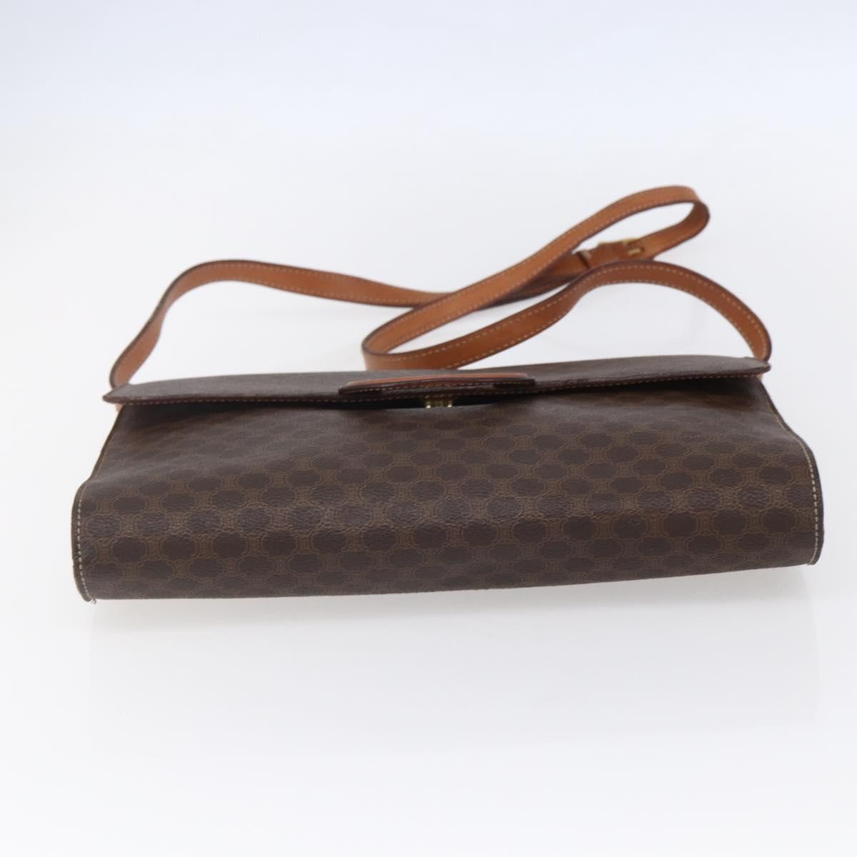 Celine Vintage Macadam Circle Logo Shoulder Bag Canvas and Leather