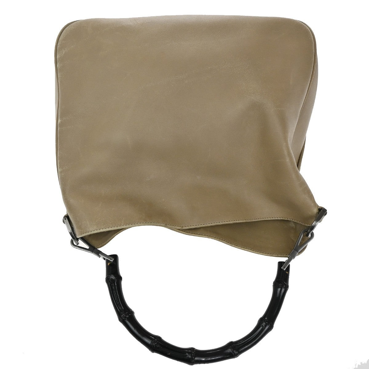 Gucci Vintage Bamboo Handle Open Hobo Leather