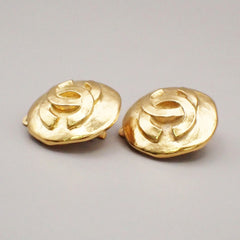 Chanel Vintage CC Round Clip-On Earrings Metal