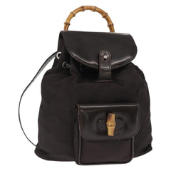 Gucci Vintage Bamboo Backpack Nylon and Patent Leather