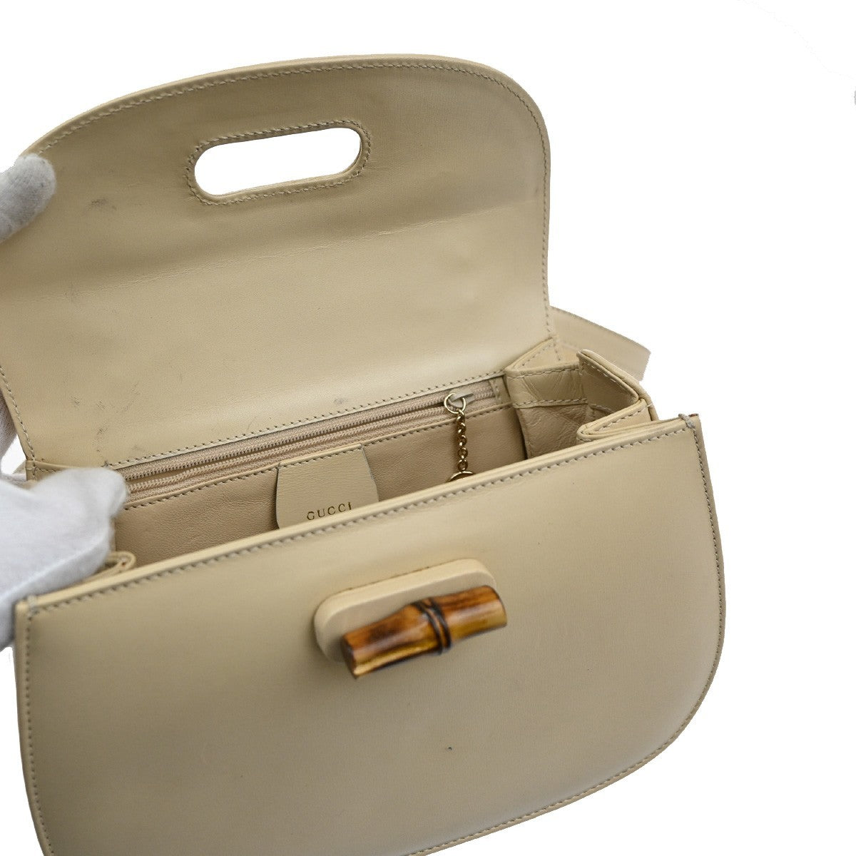 Gucci Vintage Convertible Bamboo Top Handle Bag Leather