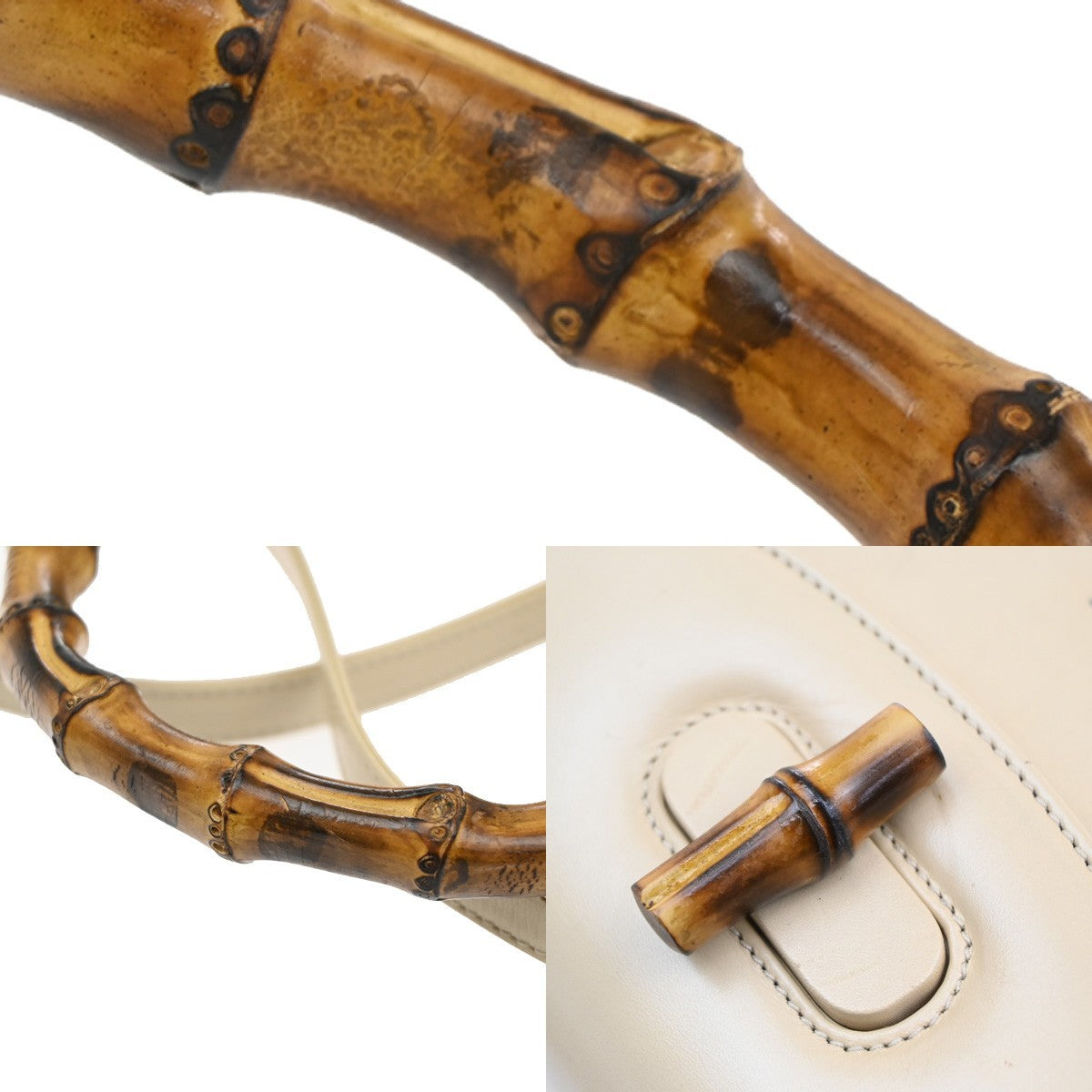 Gucci Vintage Convertible Bamboo Top Handle Bag Leather