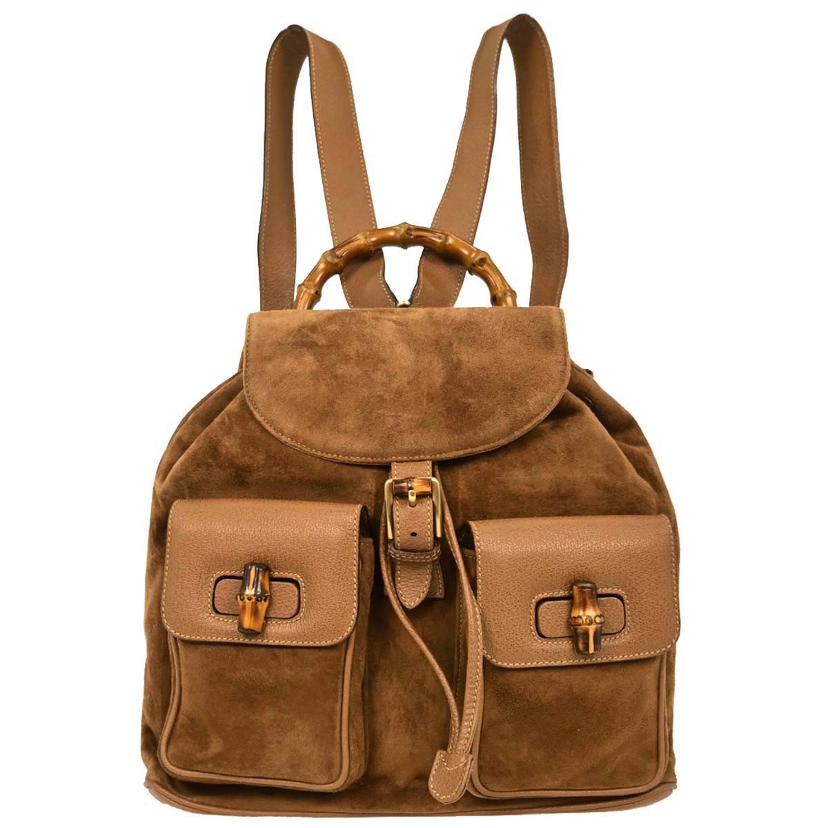 Gucci Vintage Bamboo Backpack Suede