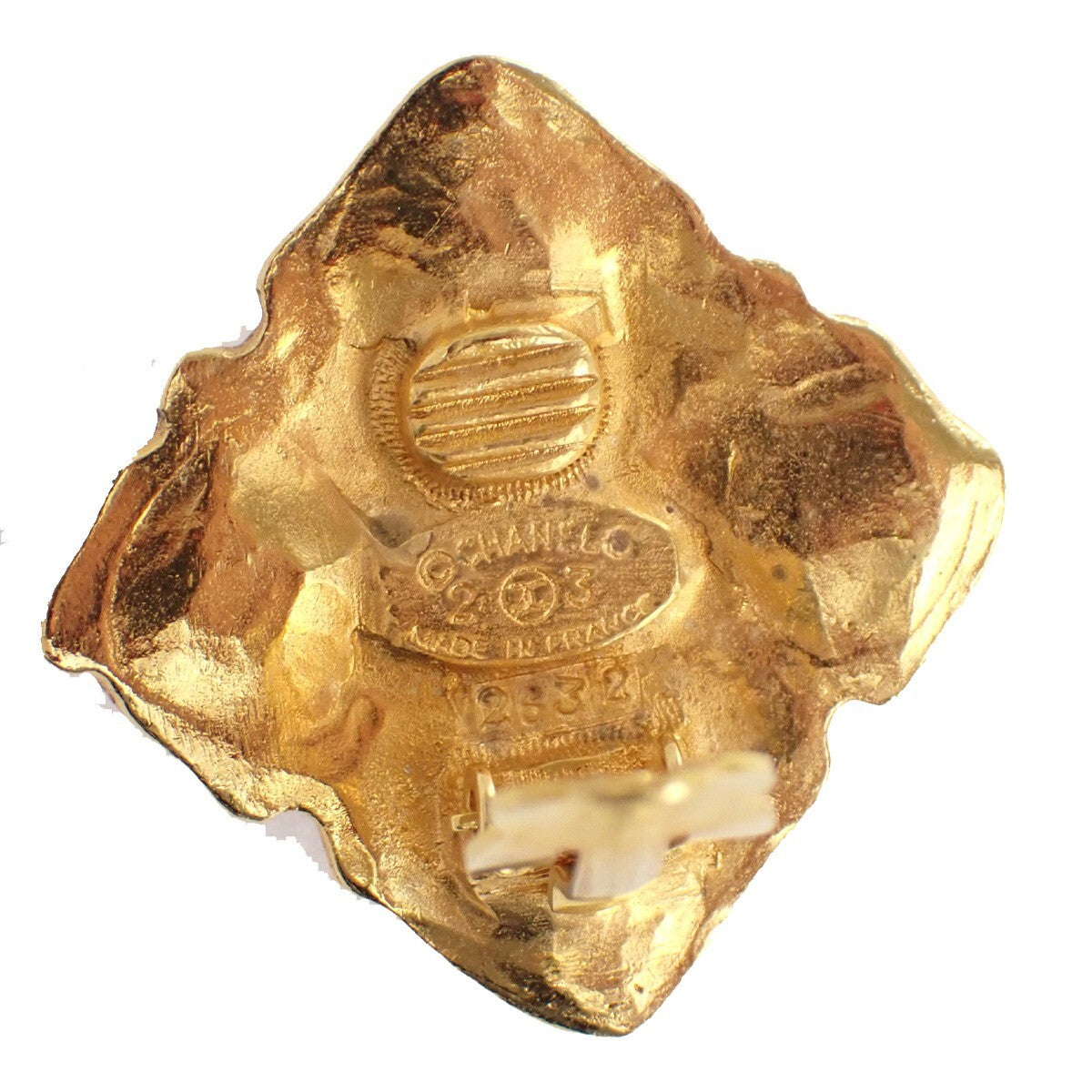 Chanel Vintage CC Diamond Clip-On Earrings Metal and Imitation Pearl