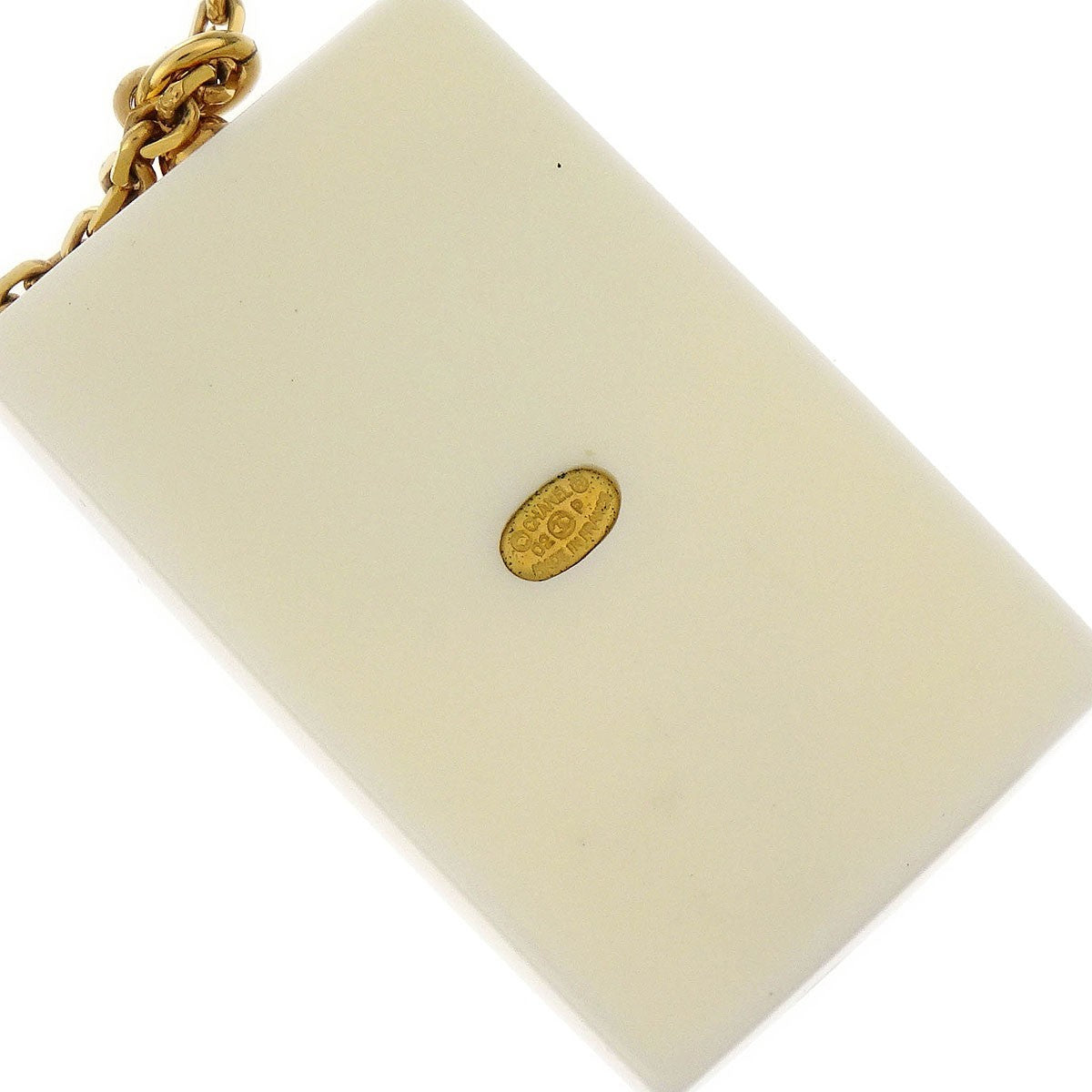 Chanel Vintage CC Rectangular Pendant Necklace Metal and Resin