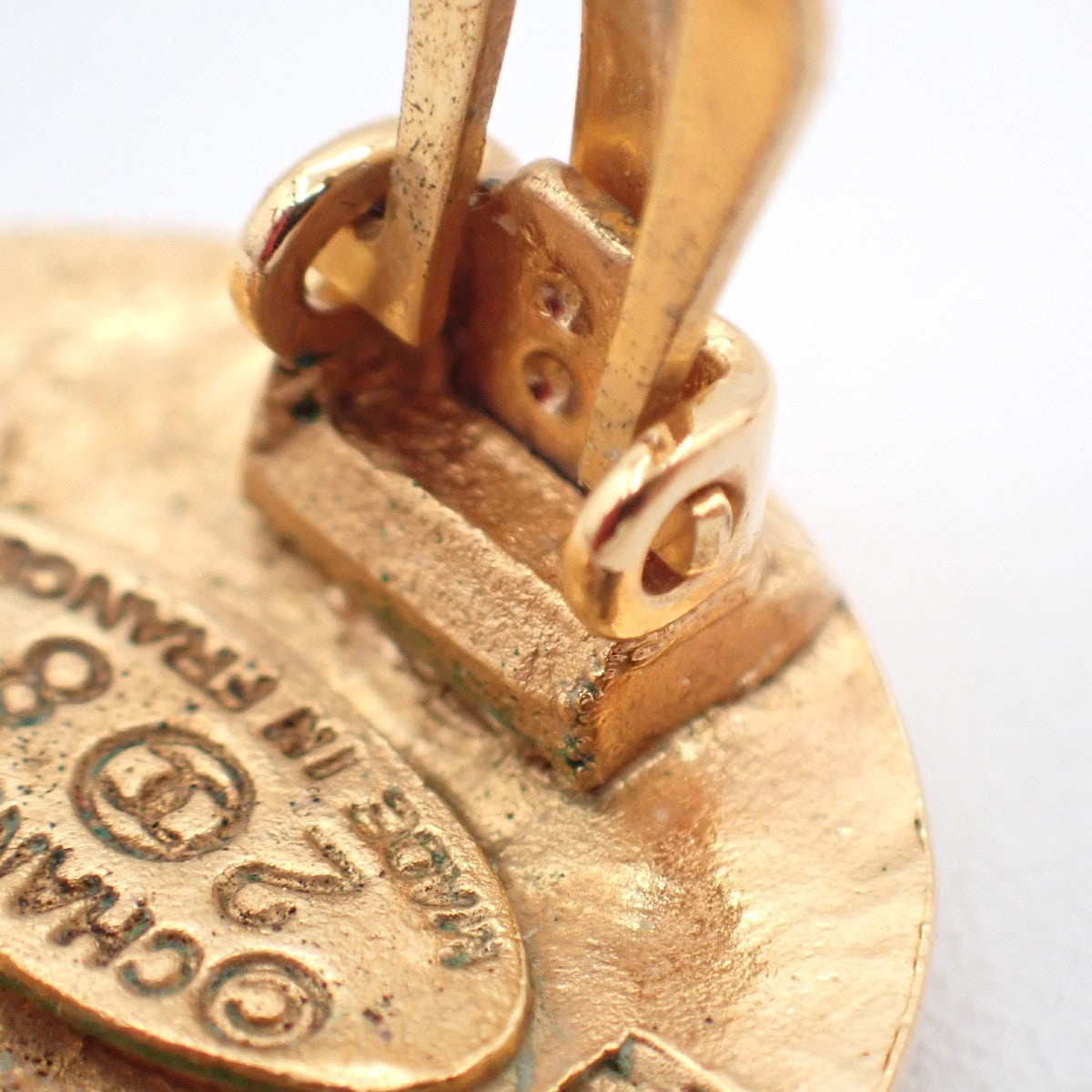 Chanel Vintage CC Round Button Clip-On Earrings Metal