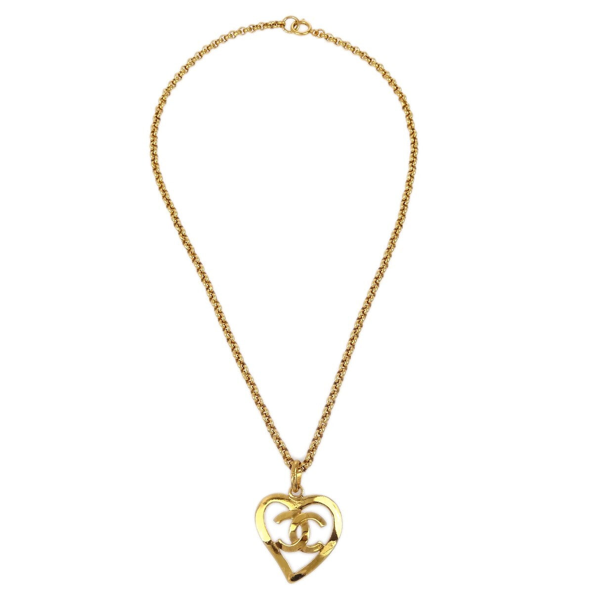 Chanel CC Heart Pendant Necklace Metal