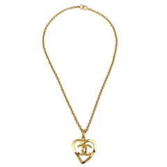 Chanel CC Heart Pendant Necklace Metal