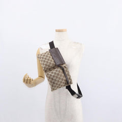 Gucci Vintage Double Belt Bag GG Canvas with Leather