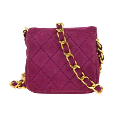 Chanel Vintage Square Classic Single Flap Bag Quilted Suede