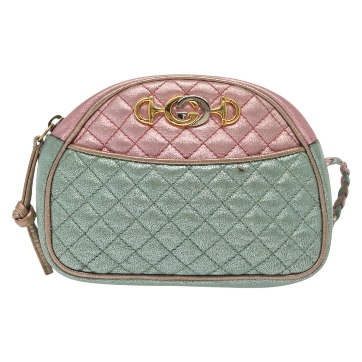 Gucci Trapuntata Camera Shoulder Bag Quilted Laminated Leather