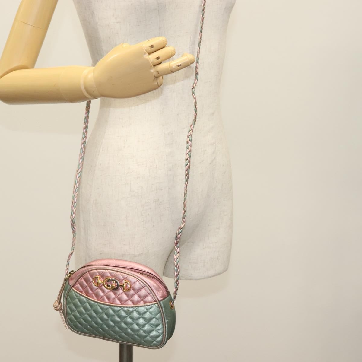 Gucci Trapuntata Camera Shoulder Bag Quilted Laminated Leather