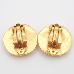 Chanel Vintage CC Round Clip-On Earrings Metal