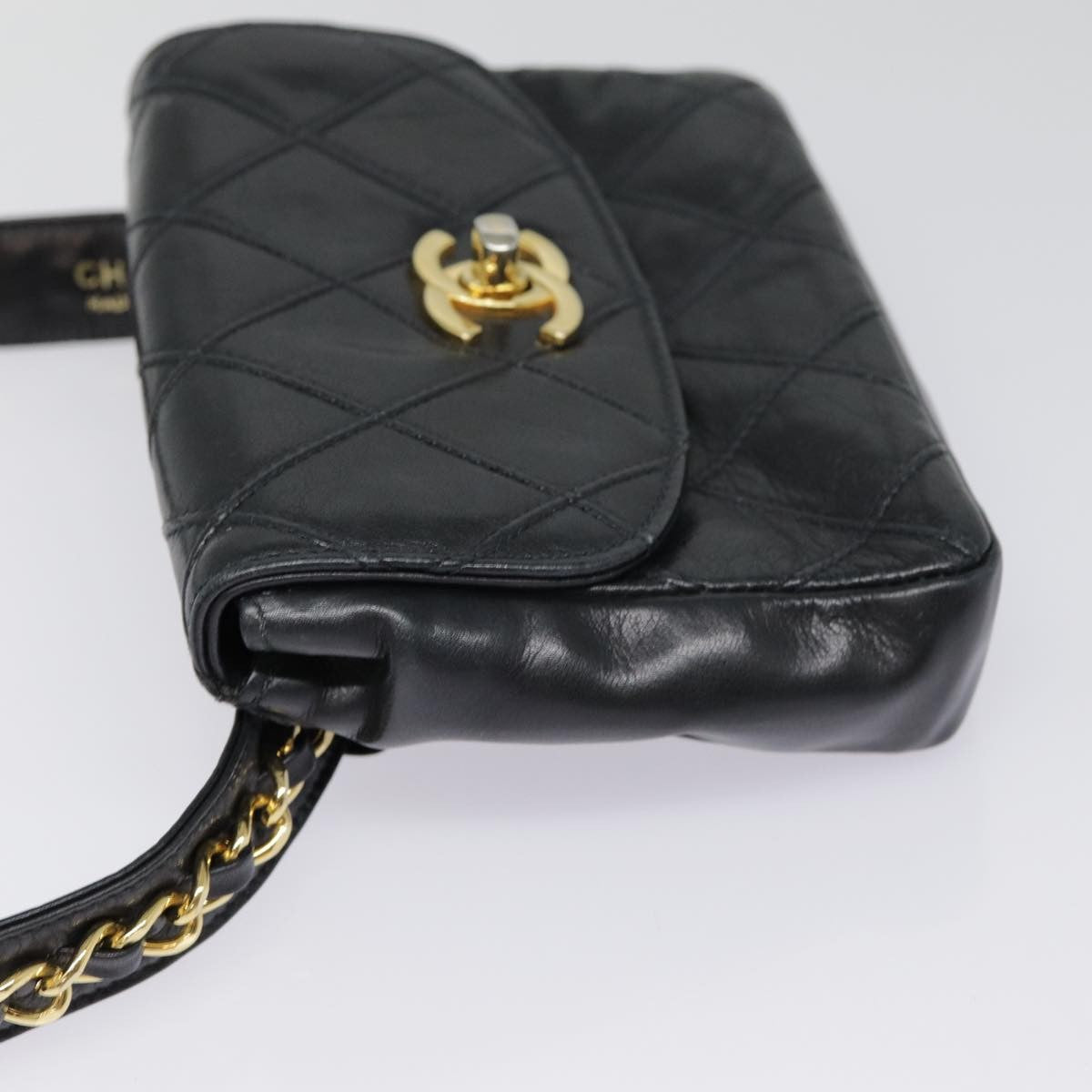 Chanel Waist Belt Bag Quilted Shiny Calfskin