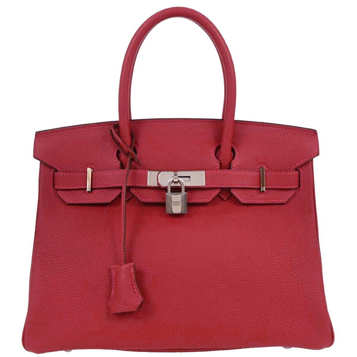 Hermes Birkin Handbag Red Togo with Palladium Hardware