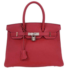Hermes Birkin Handbag Red Togo with Palladium Hardware
