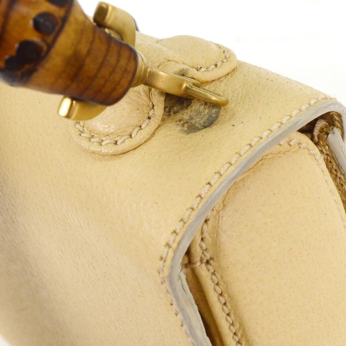 Gucci Vintage Convertible Bamboo Top Handle Bag Leather