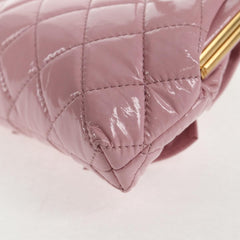 Chanel Bow Frame Clutch With Chain Quilted Patent with Lambskin