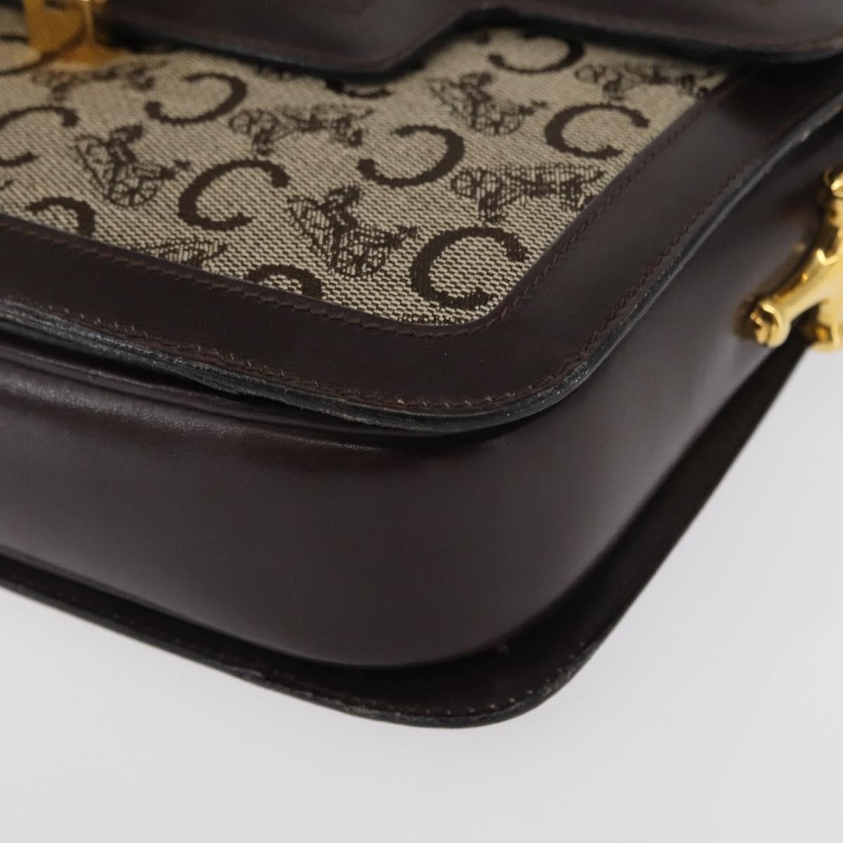 Celine Vintage C Sulky Horsebit Shoulder bag Canvas and Leather