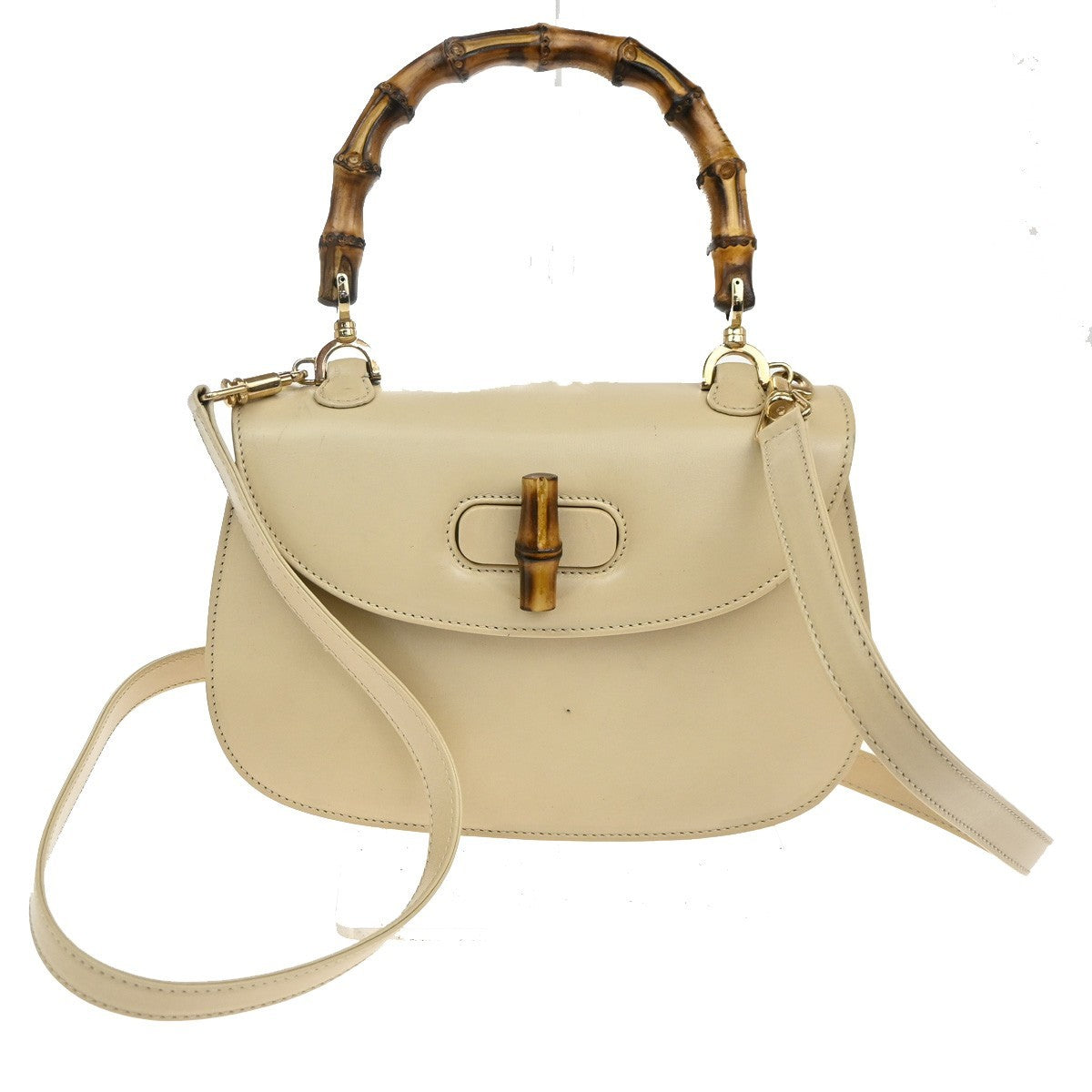 Gucci Vintage Convertible Bamboo Top Handle Bag Leather