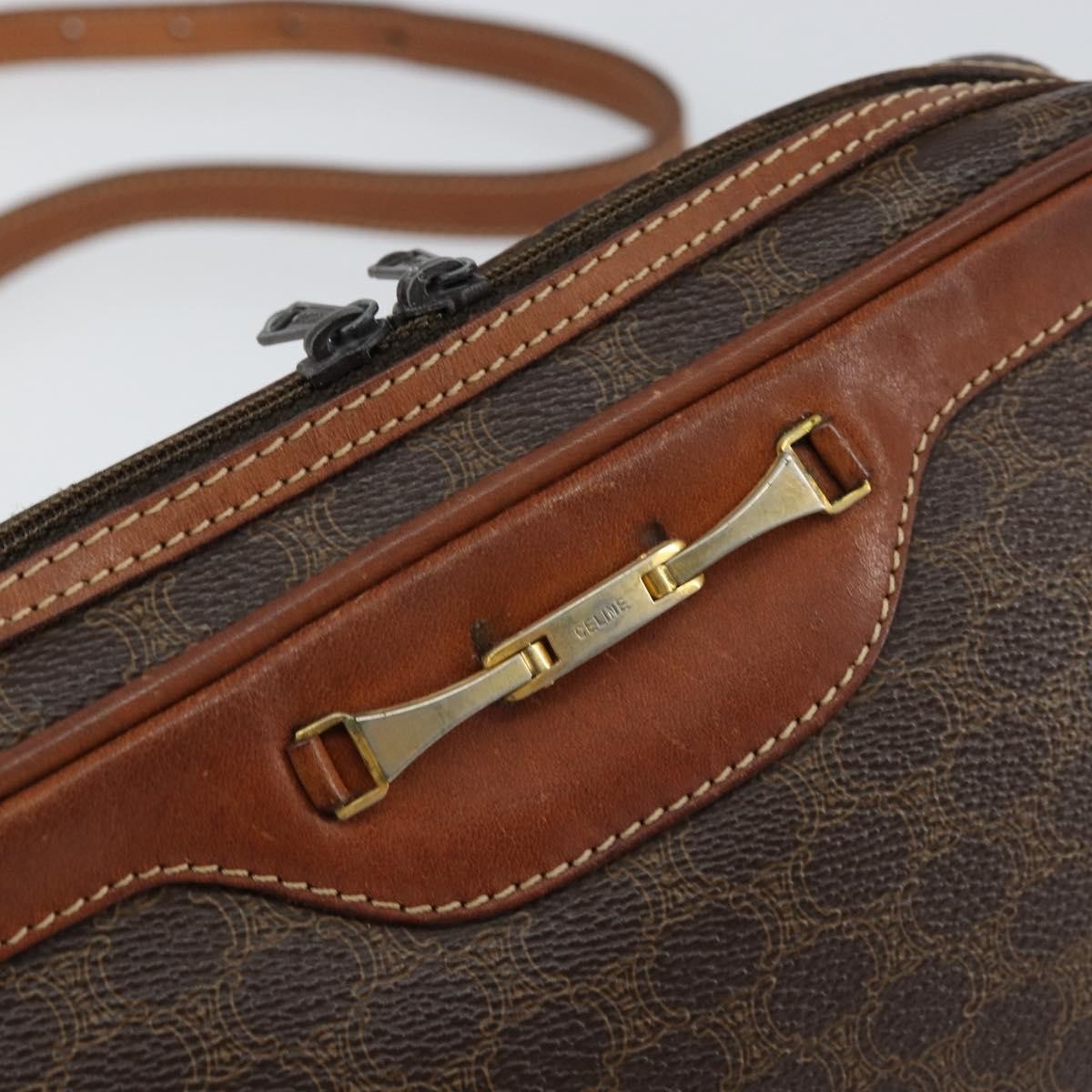 Celine Vintage Macadam Shoulder Bag Canvas and Leather