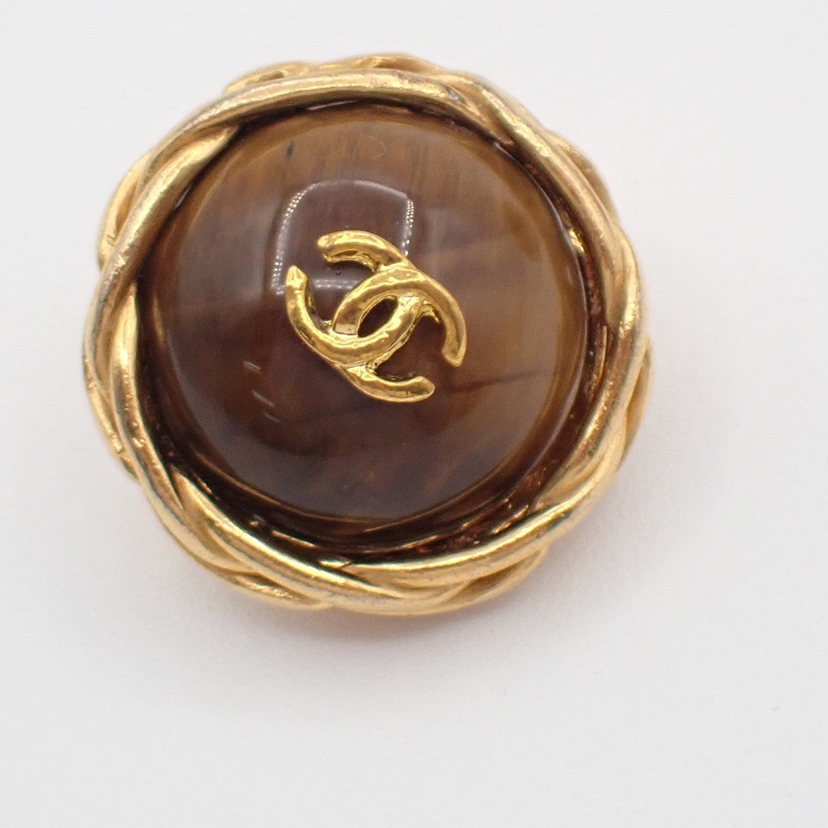 Chanel CC Button Clip-On Earrings Metal with Faux Pearl