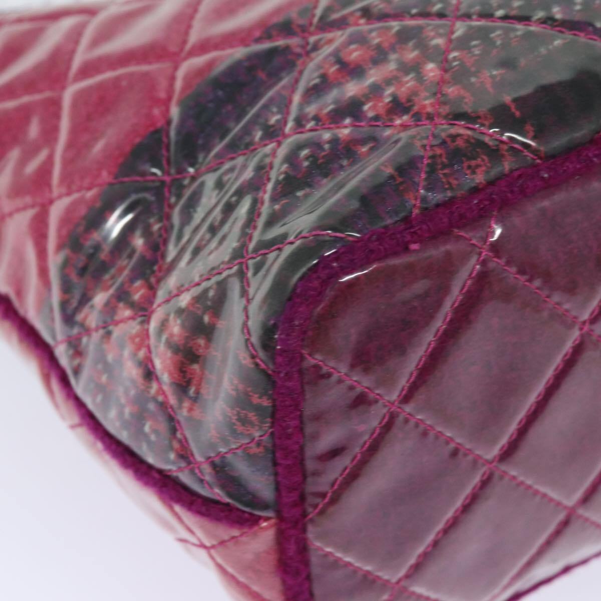 Chanel Funny Tweed Patchwork Tote Quilted Vinyl