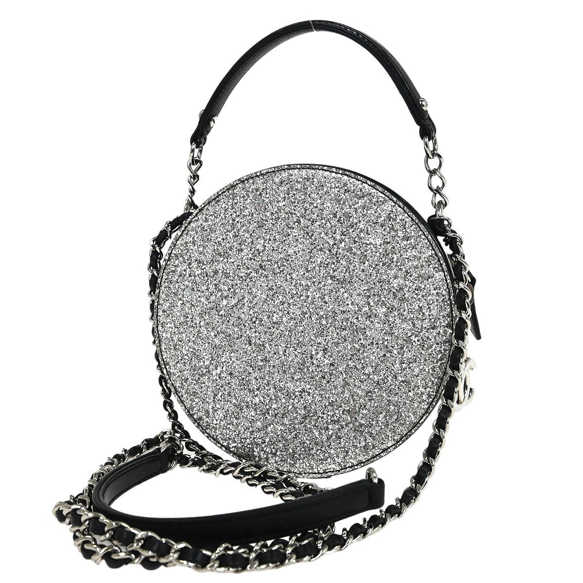 Chanel Evening On The Moon Round Evening Bag Glittered PVC with Patent