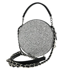 Chanel Evening On The Moon Round Evening Bag Glittered PVC with Patent