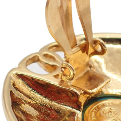 Chanel Vintage CC Round Button Clip-On Earrings Metal