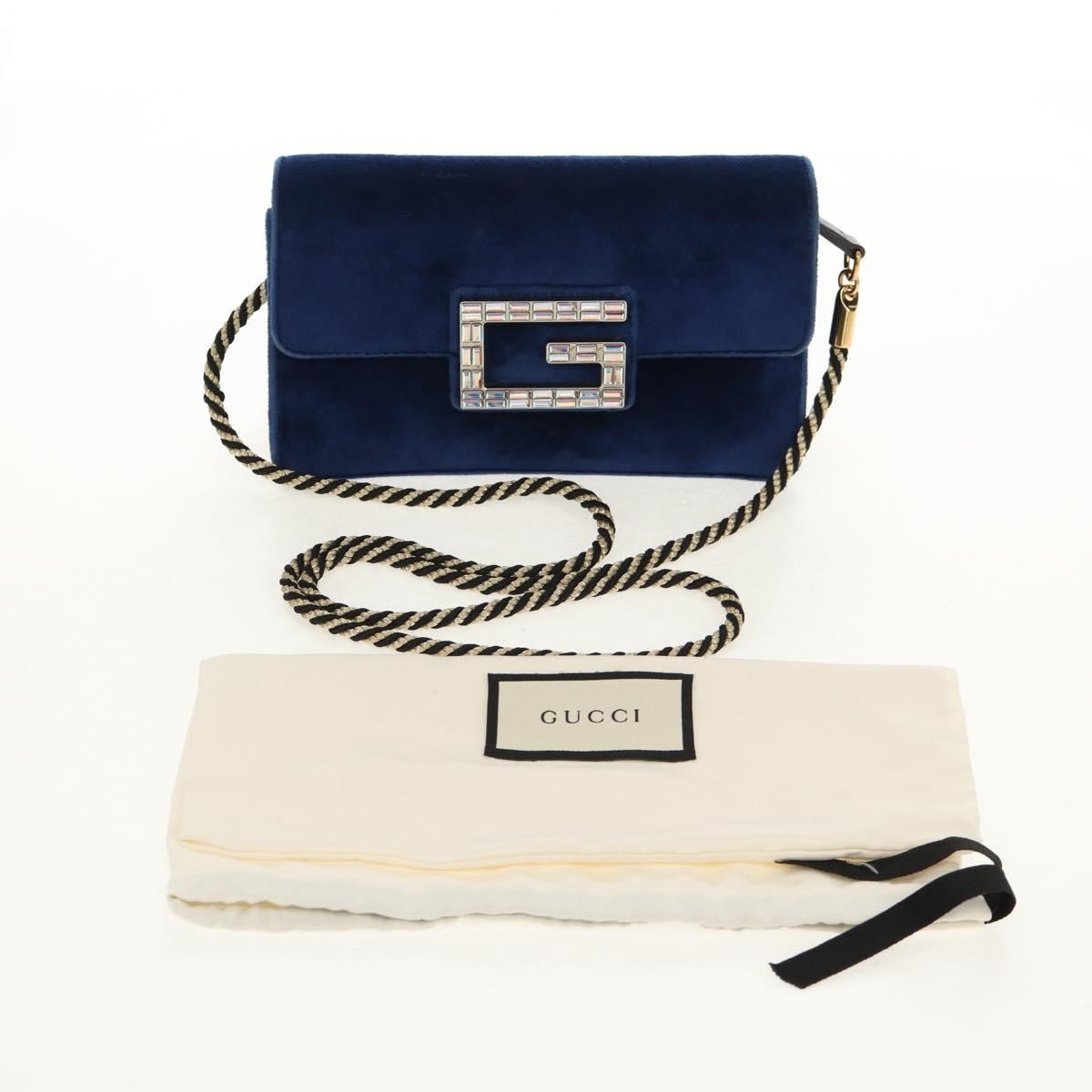 Gucci G Broadway Shoulder Bag Velvet with Crystals