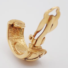 Chanel CC Quilted Hoop Earrings Gold Plated