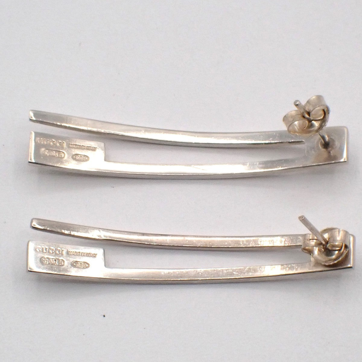 Gucci G Logo Long Studs Earrings Silver 925
