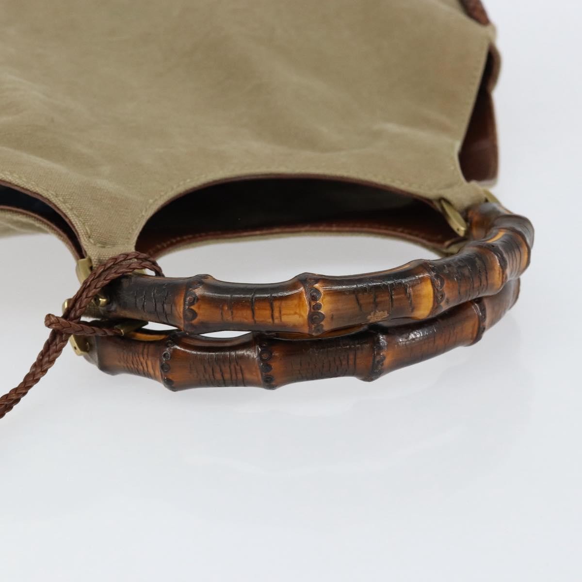 Gucci Vintage Bamboo Hobo Canvas