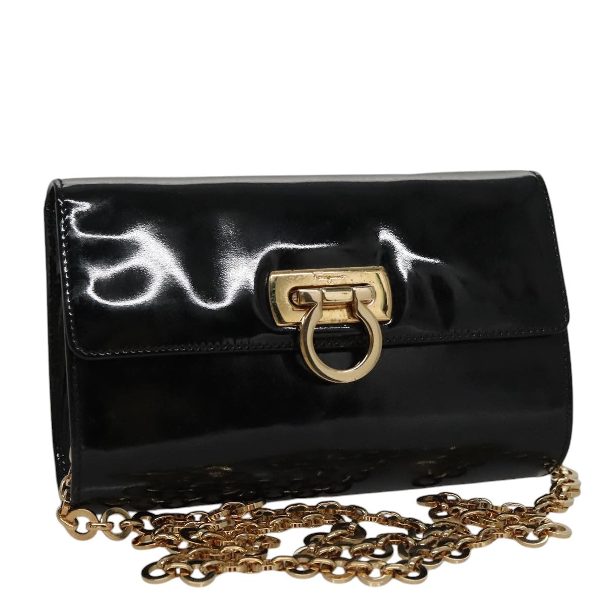 Salvatore Ferragamo Gancini Box Crossbody Bag Patent leather