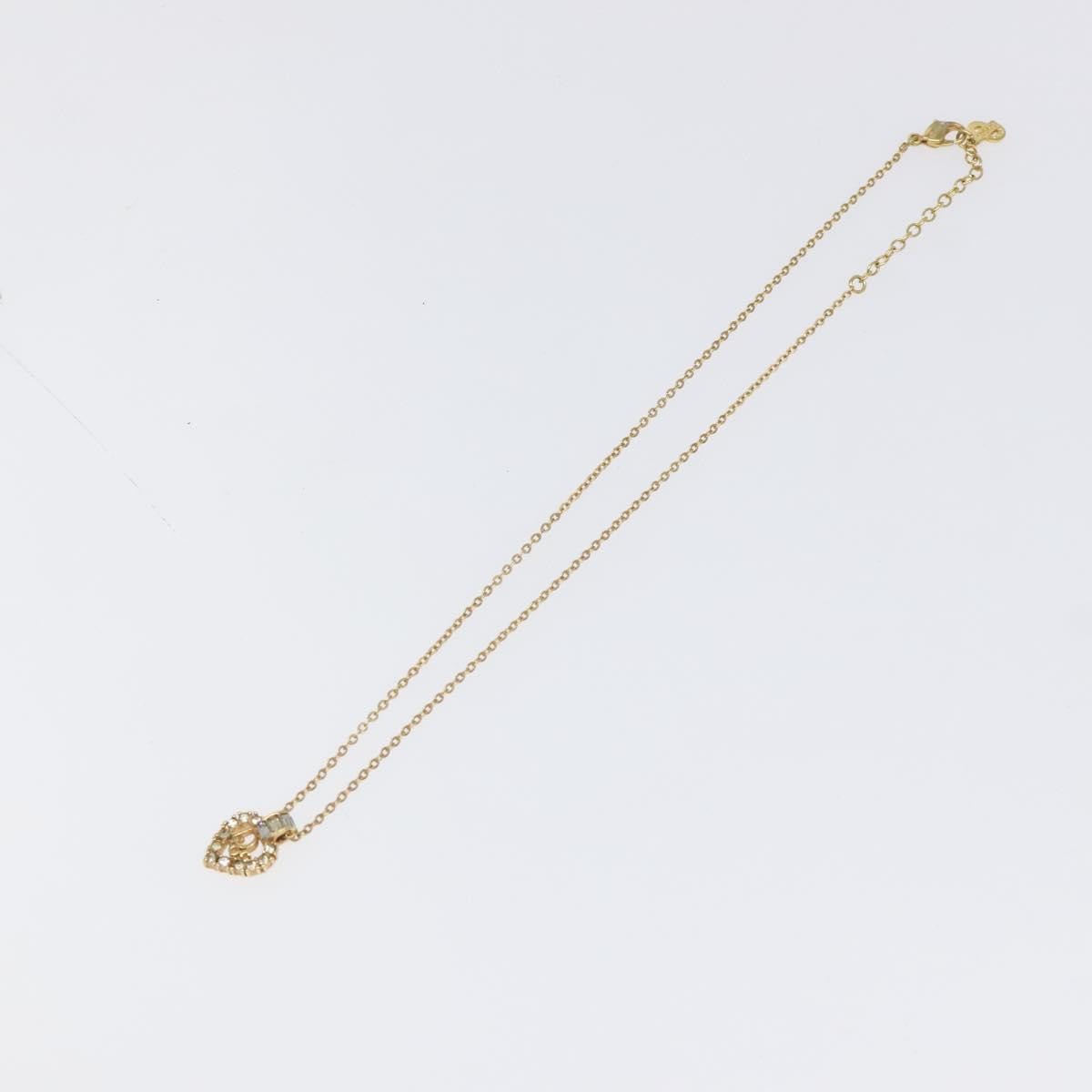 Christian Dior Vintage CD Heart Pendant Necklace Metal with Crystals