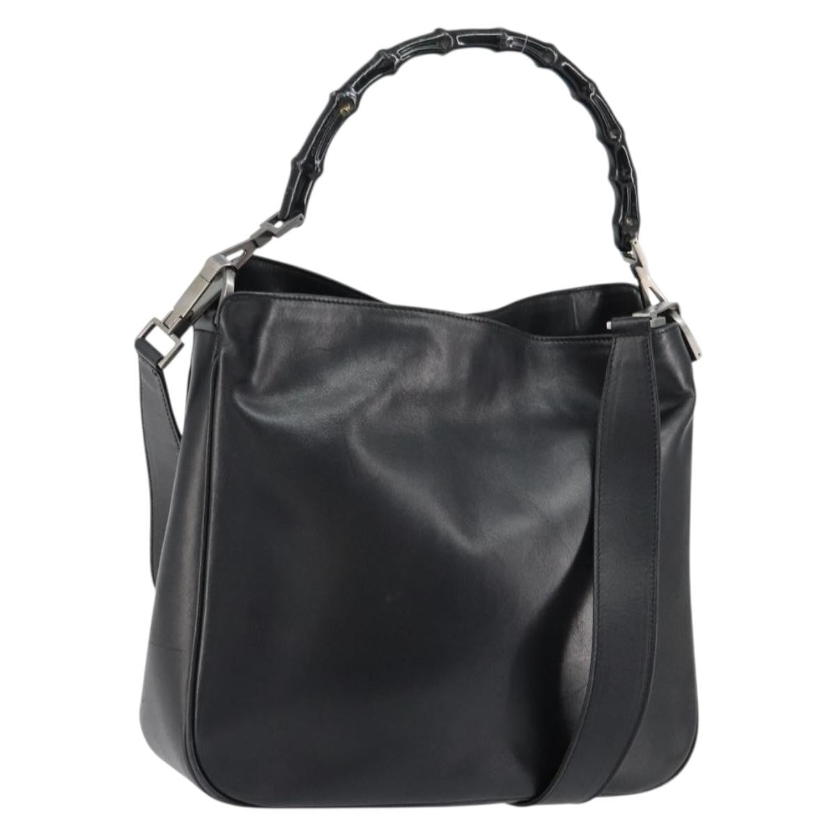 Gucci Vintage Bamboo Handle Open Hobo Leather