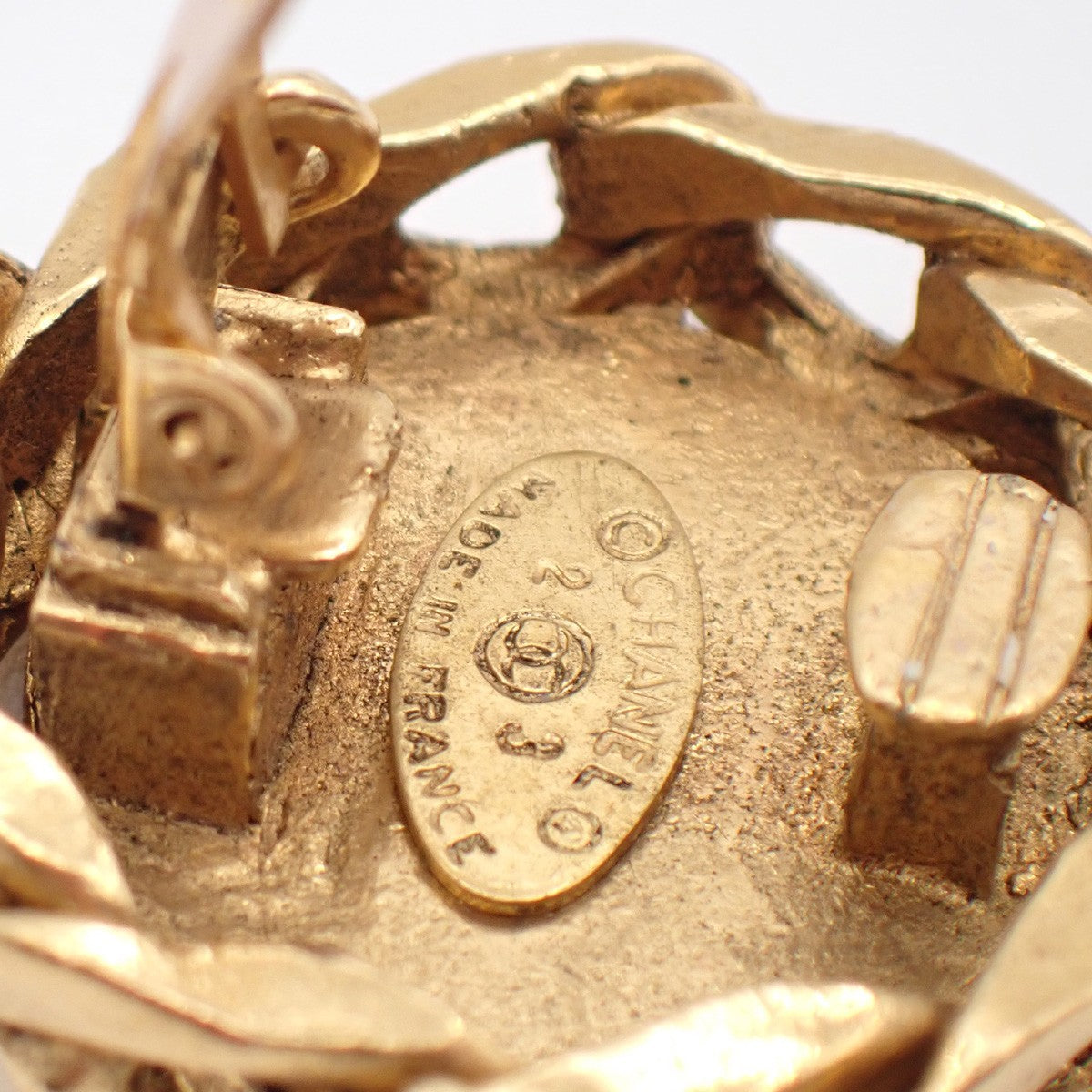 Chanel Vintage CC Round Clip-On Earrings Metal with Crystals