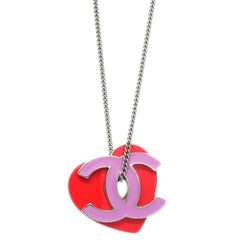 Chanel CC and Heart Pendant Necklace Metal