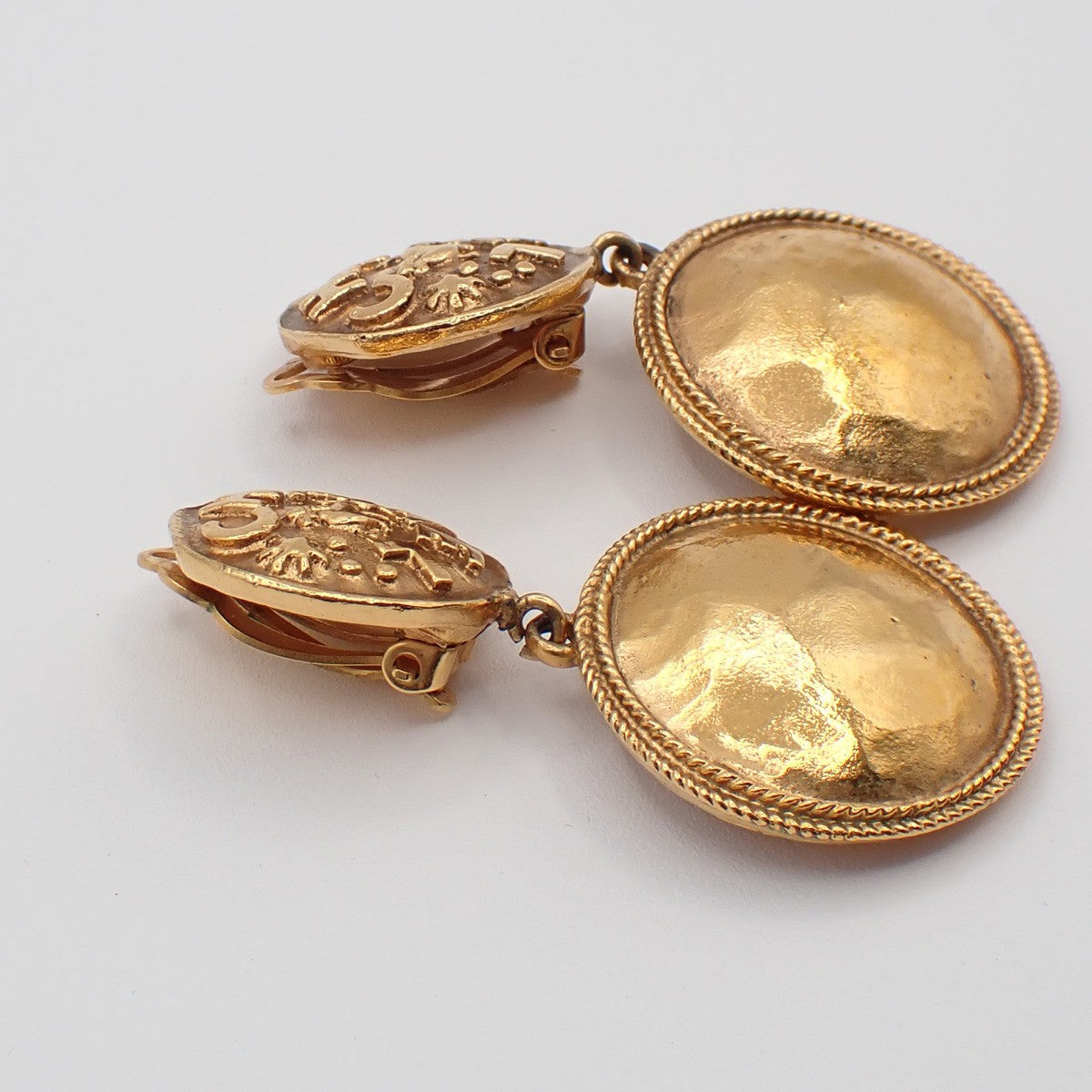 Chanel CC Lion Head Drop Earrings Metal