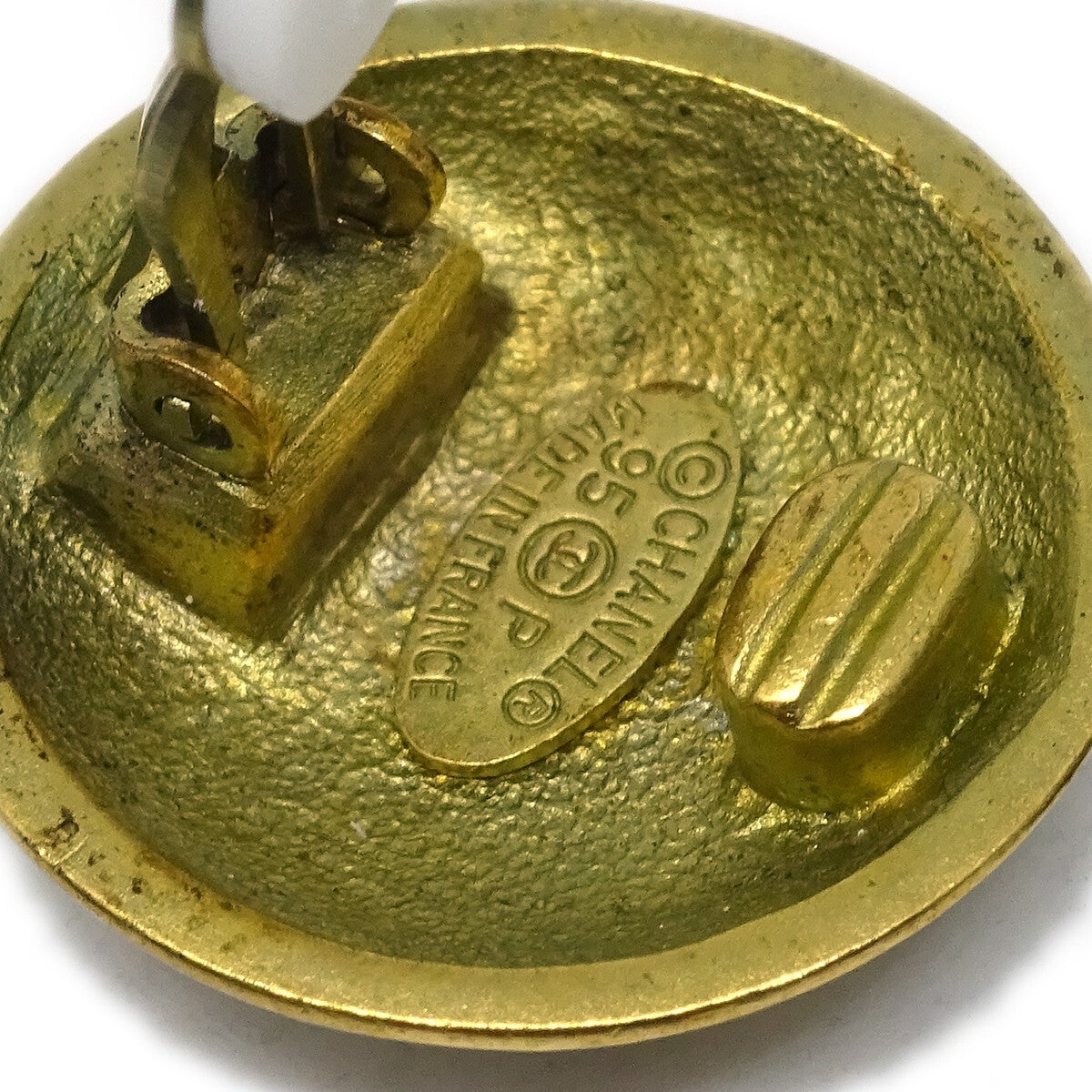 Chanel Vintage CC Round Clip-On Earrings Metal