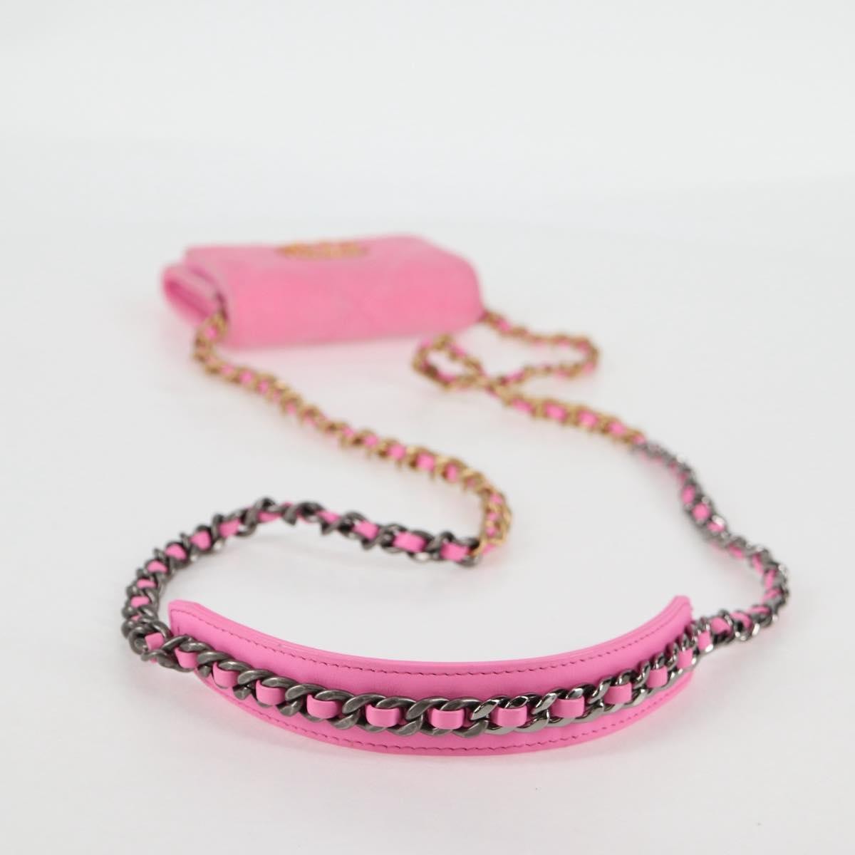 Chanel 19 Flap Coin Purse With Chain Quilted Denim